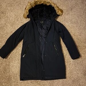 Sam Edelman Navy Ski Jacket with Fur Hood
